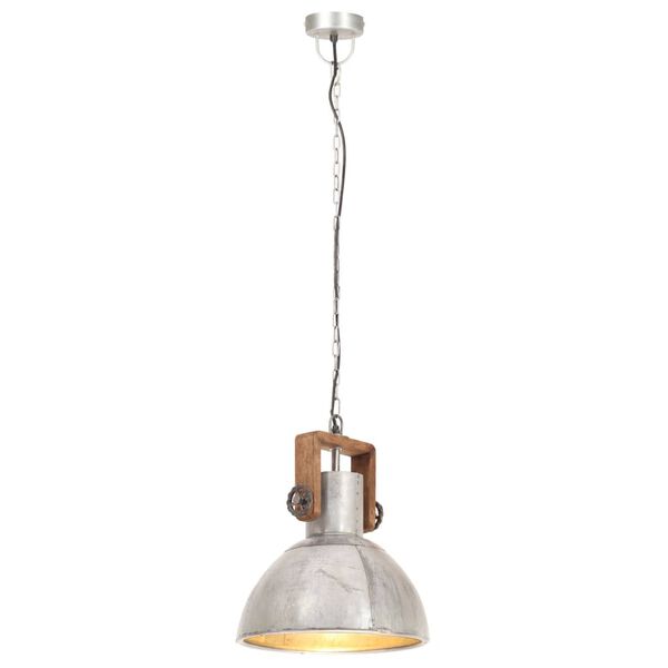vidaXL Industrialna lampa wisząca, 25 W, srebrna, okrągła, 30 cm, E27