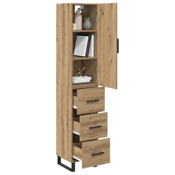 vidaXL Highboard z szufladą Dąb rzemieślniczy 34,5 x 34 x 180 cm