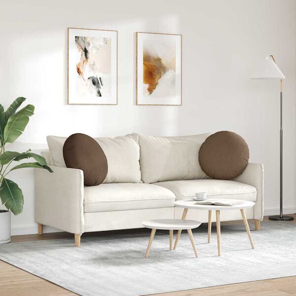 vidaXL Poduszki na siedziska 2 pcs Brązowy &Oslash;50 x 19 cm tkanina