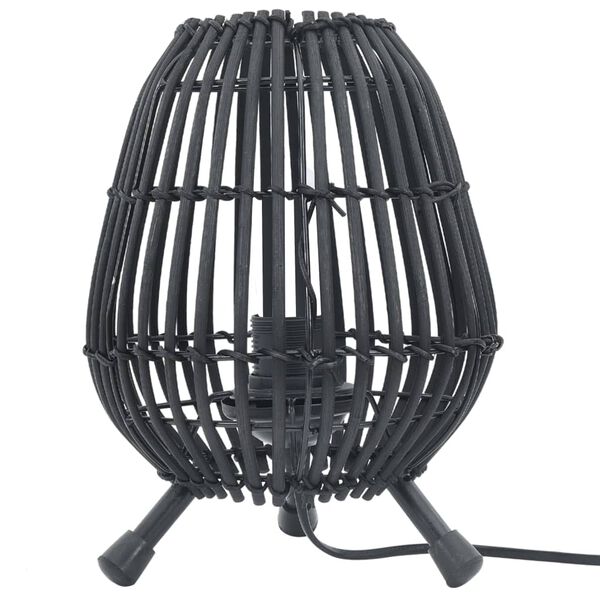 vidaXL Lampa stojąca, wiklinowa, czarna, 60 W, 20x27 cm, E27