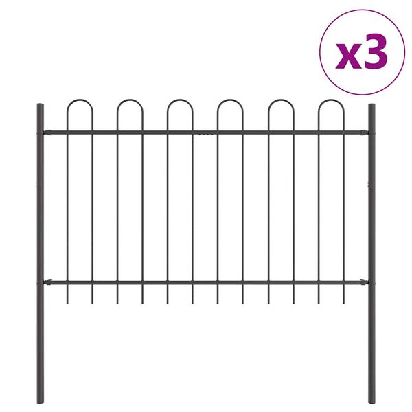 vidaXL Ogrodzenie Ogrodowe 3 pcs Szary 5,1 x 0,8 m