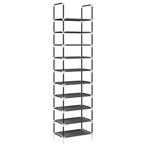 vidaXL Stojak na buty 10-poziomowy czarny 44x28x180 cm
