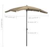 vidaXL Parasol ogrodowy na słupku, 200x130 cm, kolor taupe