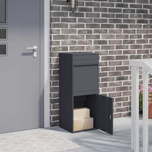 vidaXL Skrzynka na przesyłki z drzwiami Antracyt 41 x 38 x 103 cm Stal