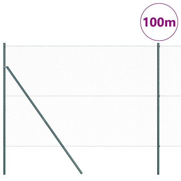 vidaXL Ogrodzenie z słupkami Zielony 1.6 x 100 m Stal pokryta PCV