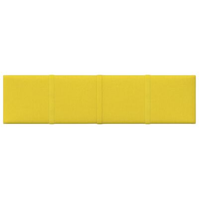 vidaXL Panele ścienne, 12 szt, jasnożółte, 60x15 cm, tkanina, 1,08 m²