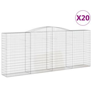 vidaXL Kosze gabionowe, 20 szt, 400x50x160/180cm, galwanizowane żelazo