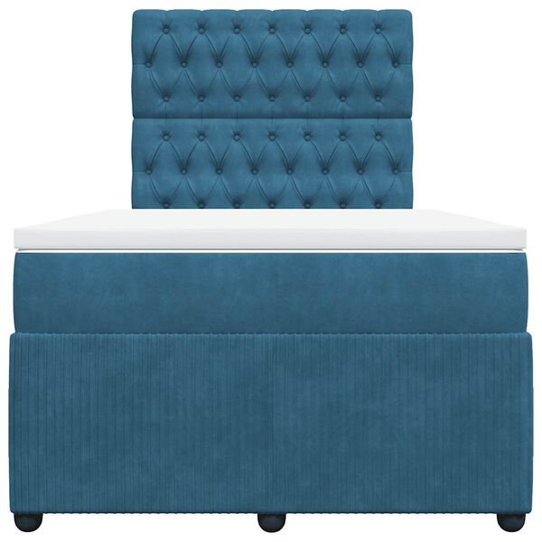 vidaXL Ł&oacute;żko kontynentalne z materacem, ciemnoniebieskie, 120x190 cm