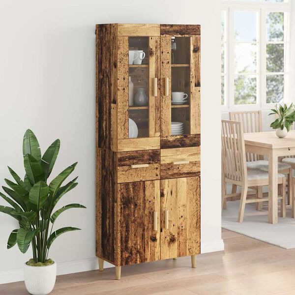 vidaXL Highboard z szufladą Stare drewno 69,5 x 34 x 180 cm