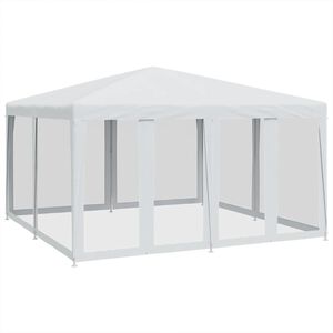 vidaXL Namiot imprezowy z 8 ścianami z siatki, biały, 4x4 m, HDPE