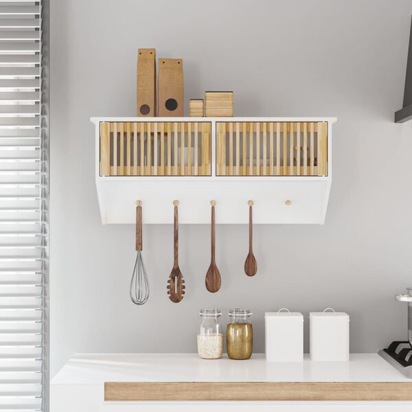 vidaXL Szafka ścienna z wieszakami, biała, 80x24x35,5 cm