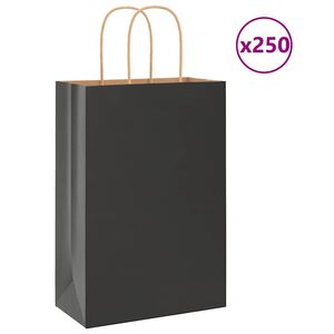 vidaXL Torby papierowe 250 szt. z uchwytami Czarne 21x11x31 cm