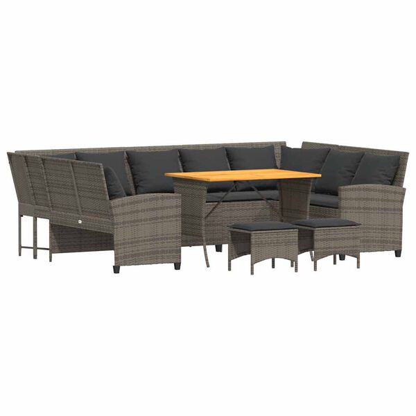 vidaXL 4-cz. zestaw wypoczynkowy do ogrodu, poduszki, szary, rattan PE