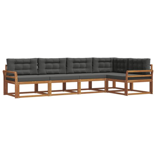 vidaXL Zestaw sof na zewnątrz z poduszką 5 pcs Naturalny i Antracytowy