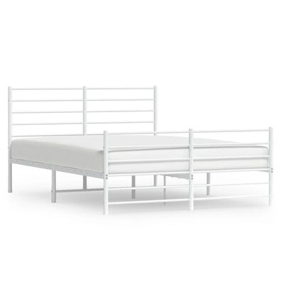 vidaXL Metalowa rama łóżka z wezgłowiem i zanóżkiem, biała, 160x200 cm