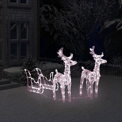 vidaXL Świąteczna dekoracja renifery z saniami, 160 diod LED, 130 cm