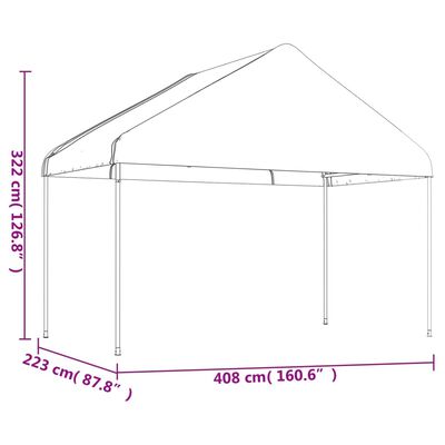 vidaXL Namiot ogrodowy z dachem, biały, 4,08x2,23x3,22 m, polietylen