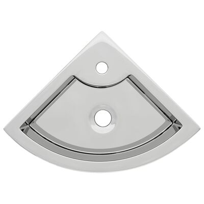 vidaXL Umywalka z przelewem, 45 x 32 x 12,5 cm, ceramiczna, srebrna