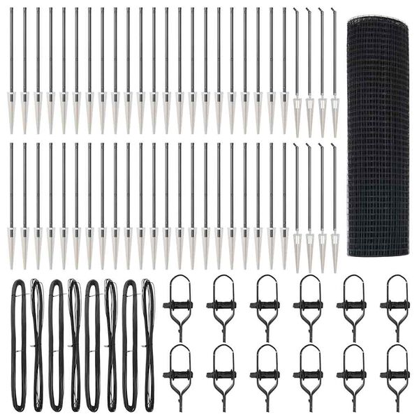 vidaXL Słupek ogrodzeniowy. Szary 100 x 0,8 m (siatka 25 x 25 mm)