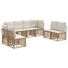 vidaXL Zestaw sof na zewnątrz z poduszką 8 pcs naturalny Poliester
