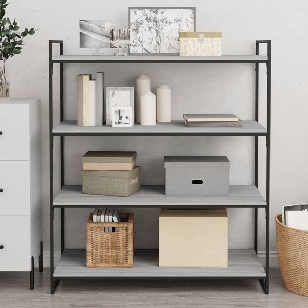 vidaXL P&oacute;łki ścienne, 4 szt., szary dąb sonoma, 100x40x1,5 cm