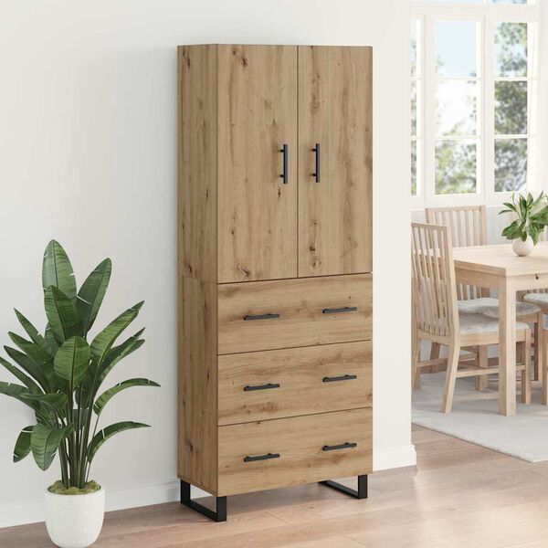 vidaXL Highboard z szufladą 2 pcs Dąb rzemieślniczy 69,5 x 34 x 180 cm