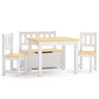 vidaXL 4-cz. zestaw dziecięcy, stolik i krzesła, biało-beżowy, MDF