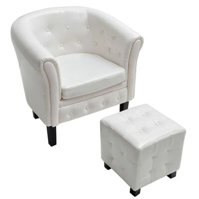 vidaXL Fotel z podnóżkiem, biały, sztuczna skóra