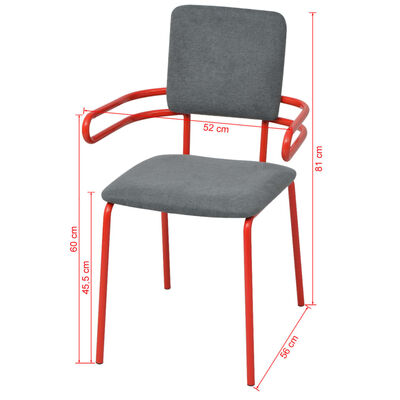 vidaXL Krzesła stołowe, 2 szt., czerwono-szare, tkanina