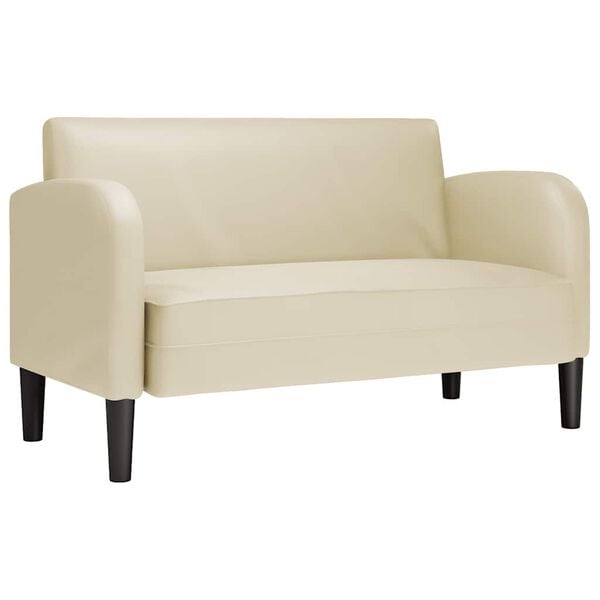 vidaXL Sofa dwuosobowa kremowa 110 cm ze sk&oacute;ry ekologicznej