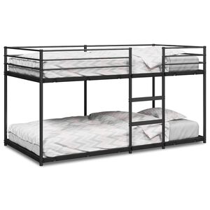vidaXL Ł&oacute;żko piętrowe bez materaca, czarne, 75x190 cm, stal
