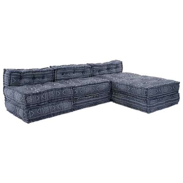 vidaXL Modułowa sofa Geometryczny 4 pcs Indygo 70 x 70 x 56 cm tkanina
