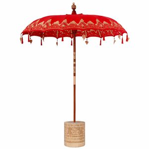 vidaXL Baliński Parasol z Bazą Czerwony 185 x 185 x 260 cm