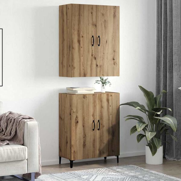vidaXL Highboard 2 pcs Dąb rzemieślniczy Materiał drewnopochodny