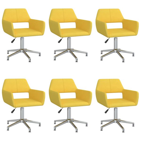 vidaXL Obrotowe krzesła do jadalni, 6 szt., ż&oacute;łte, tkanina