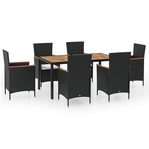 vidaXL 7-cz. zestaw mebli ogrodowych z poduszkami, rattan PE