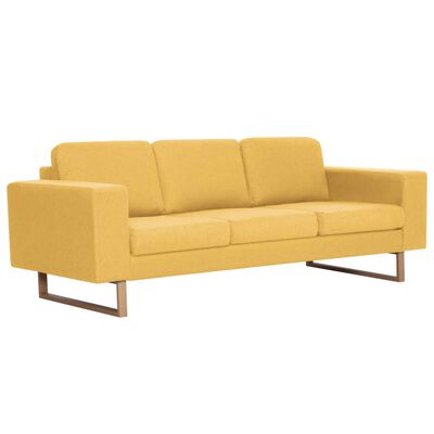 vidaXL Sofa 3-osobowa, tapicerowana tkaniną, żółta