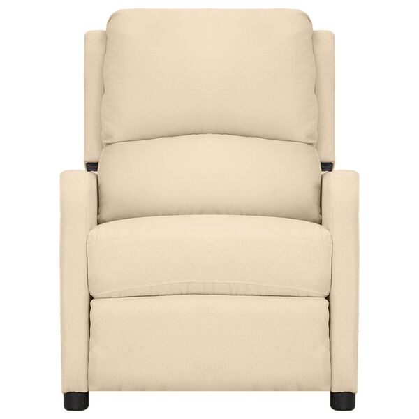 vidaXL Fotel masujący, kremowy, obity tkaniną