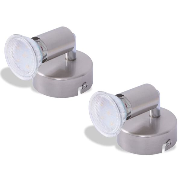 vidaXL Lampy ścienne 2 reflektory LED satynowy nikiel