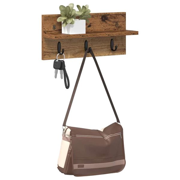 vidaXL Wieszak na płaszcze montowany na ścianie Stare drewno