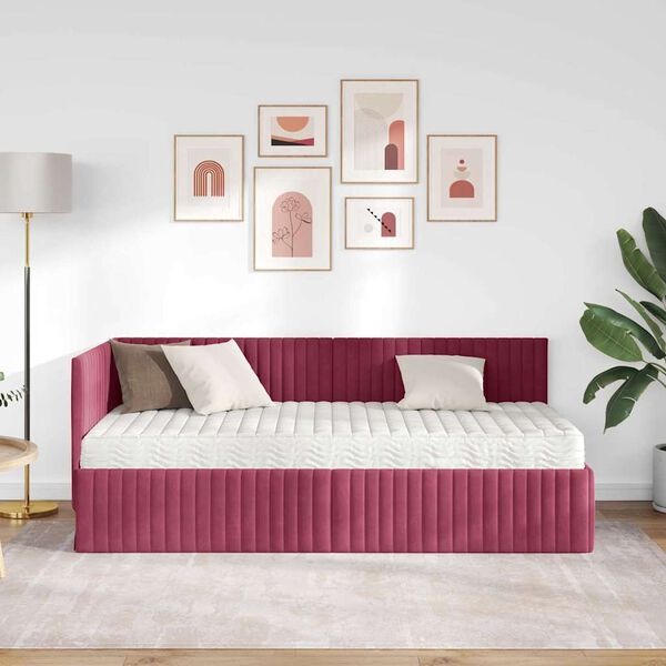 vidaXL Rama Ł&oacute;żka Narożnego z Materacem 2 pcs Zielony Aksamit