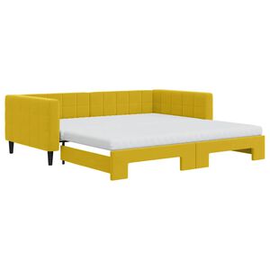 vidaXL Sofa rozsuwana z materacami, ż&oacute;łta, 100x200 cm, aksamit