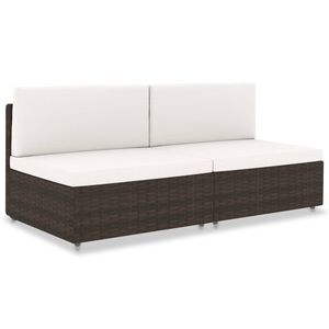 vidaXL Sofa modułowa 2-osobowa, rattan PE, brązowa