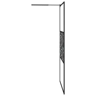 vidaXL Ścianka prysznicowa, 115x195cm, szkło ESG, wzór kamieni, czarny