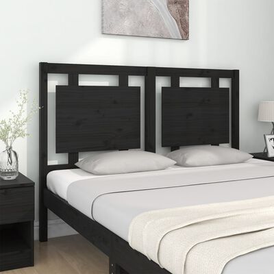 vidaXL Wezgłowie łóżka, czarne, 140,5x4x100 cm, lite drewno sosnowe