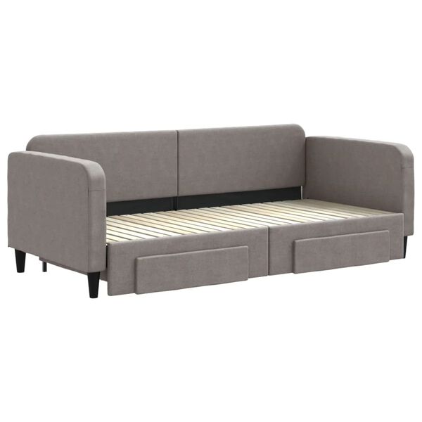 vidaXL Sofa rozsuwana z szufladami, taupe, 90x200 cm, tkanina