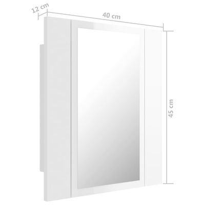 vidaXL Szafka łazienkowa z lustrem i LED, połysk, biała, akryl