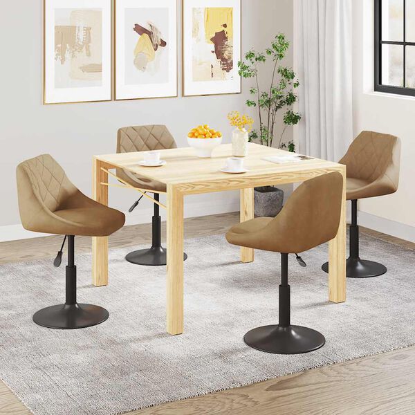 vidaXL Obrotowe krzesła stołowe, 4 szt., brązowe, obite aksamitem