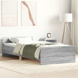 vidaXL Rama ł&oacute;żka, szary dąb sonoma, 100x200cm materiał drewnopochodny