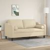 vidaXL 2-osobowa sofa z poduszkami, kremowa, 140 cm, tkanina